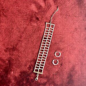 Beautiful & FUN Bracelet and Hoop Earrings. Sparkly Diamond-Like Look!!